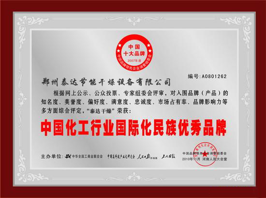 煤泥烘干機信譽證書